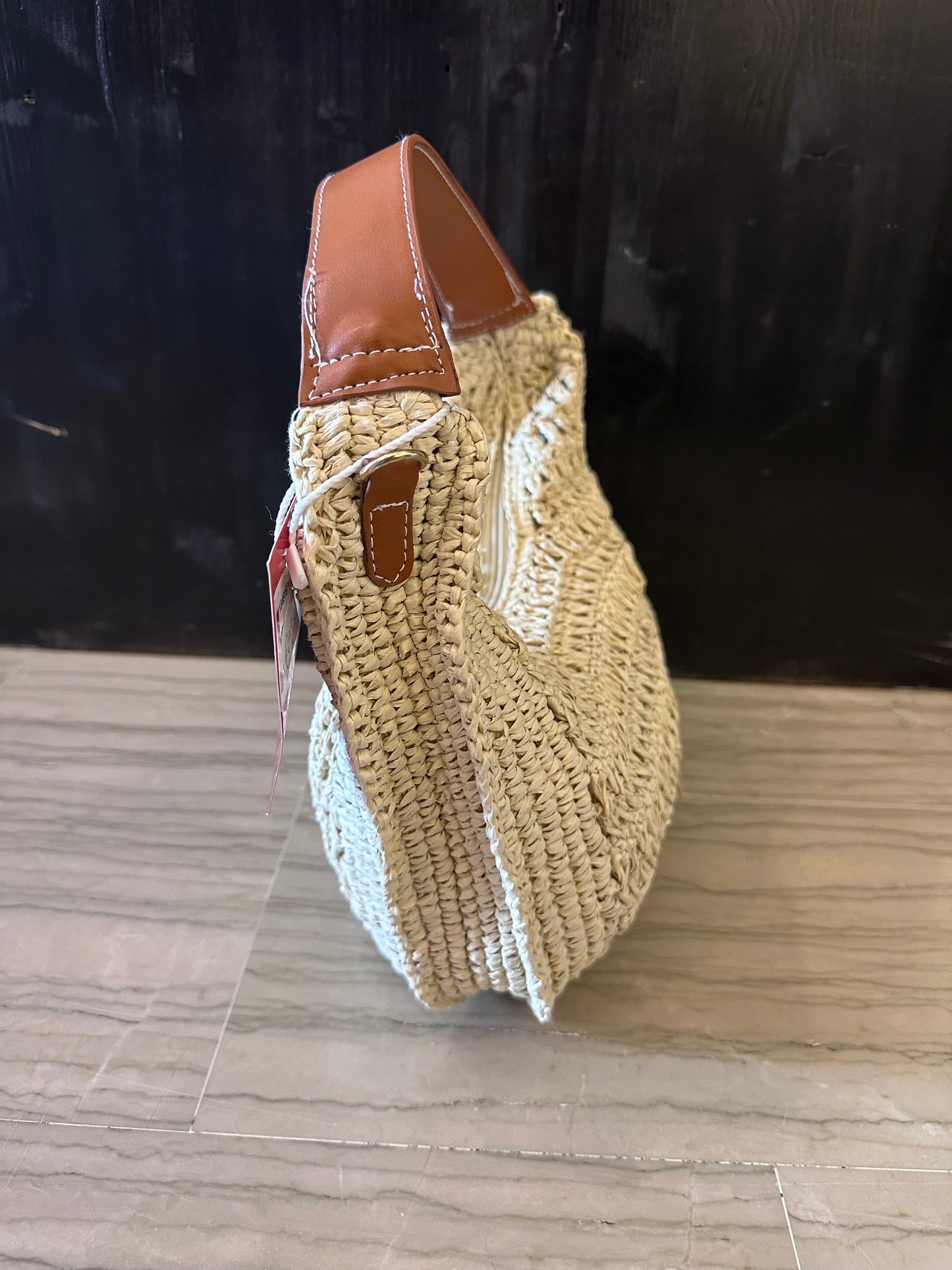Borsa a Mezzaluna Xti Effetto Paglia Naturale – Hobo Bag Donna Estate