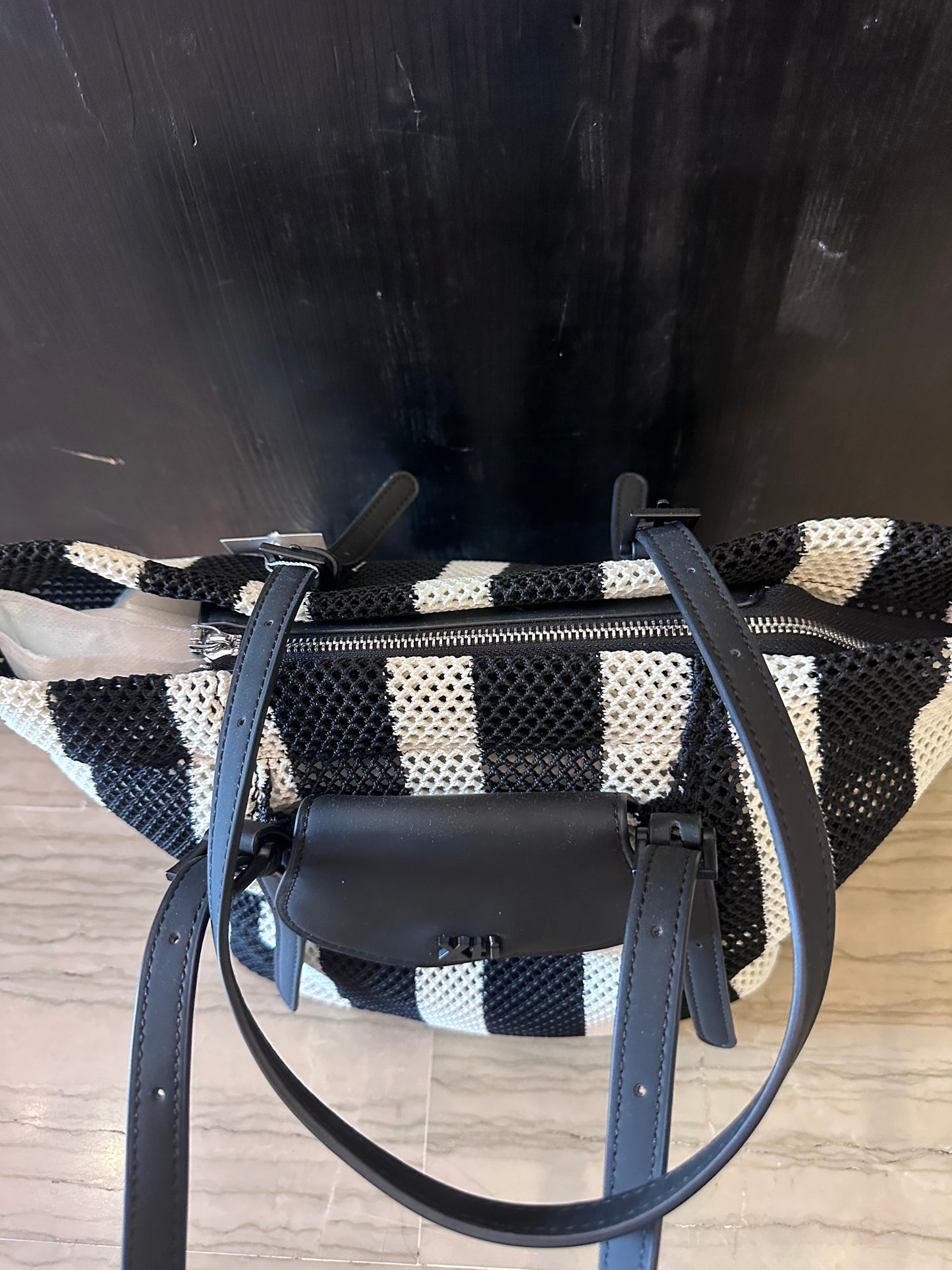 Borsa Xti Righe Bianco e Nero – Shopper Donna in Maglia con Pochette