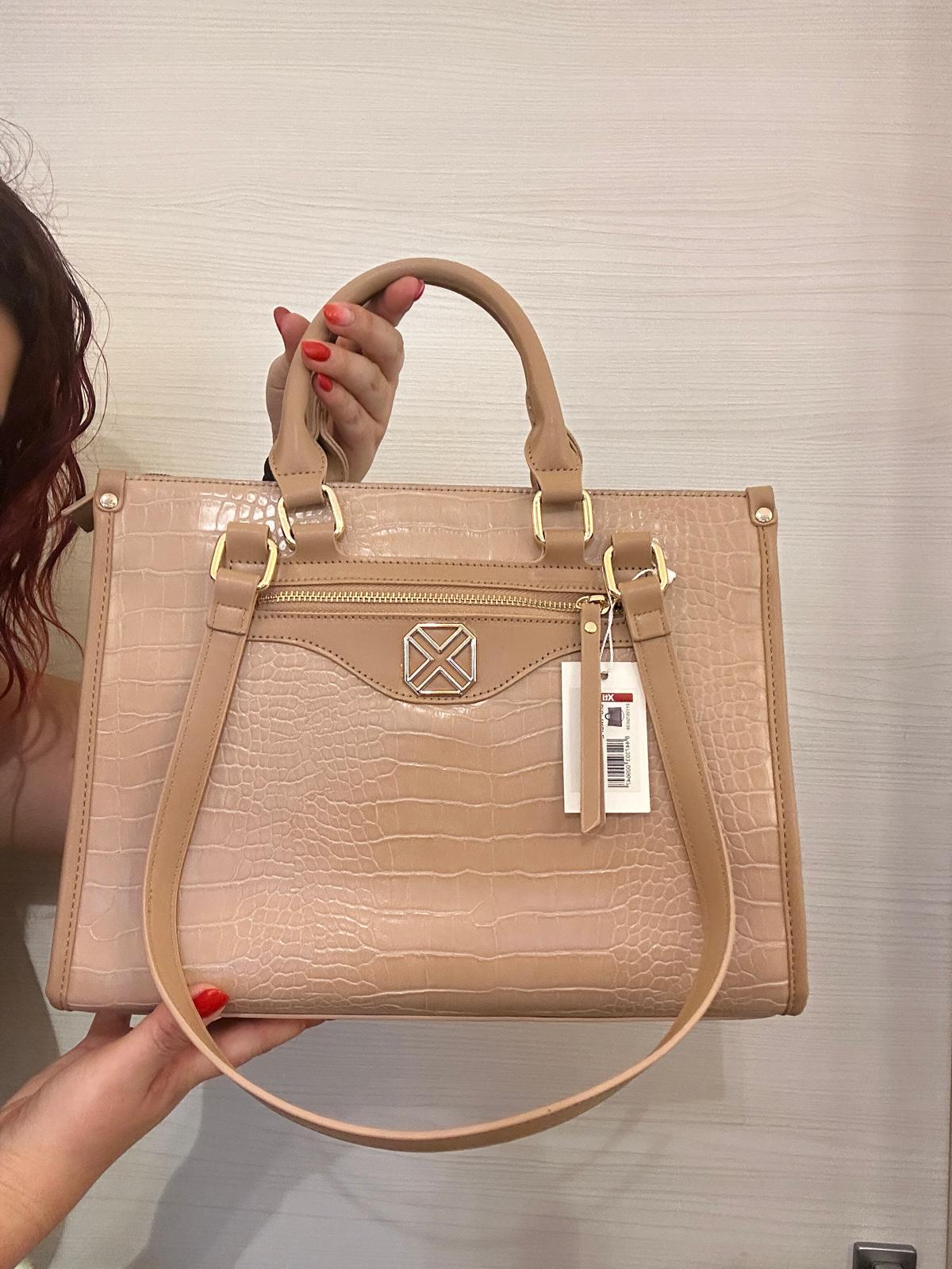 BORSA DONNA XTI RIGIDA ROSA ANTICO A MANO O A TRACOLLA