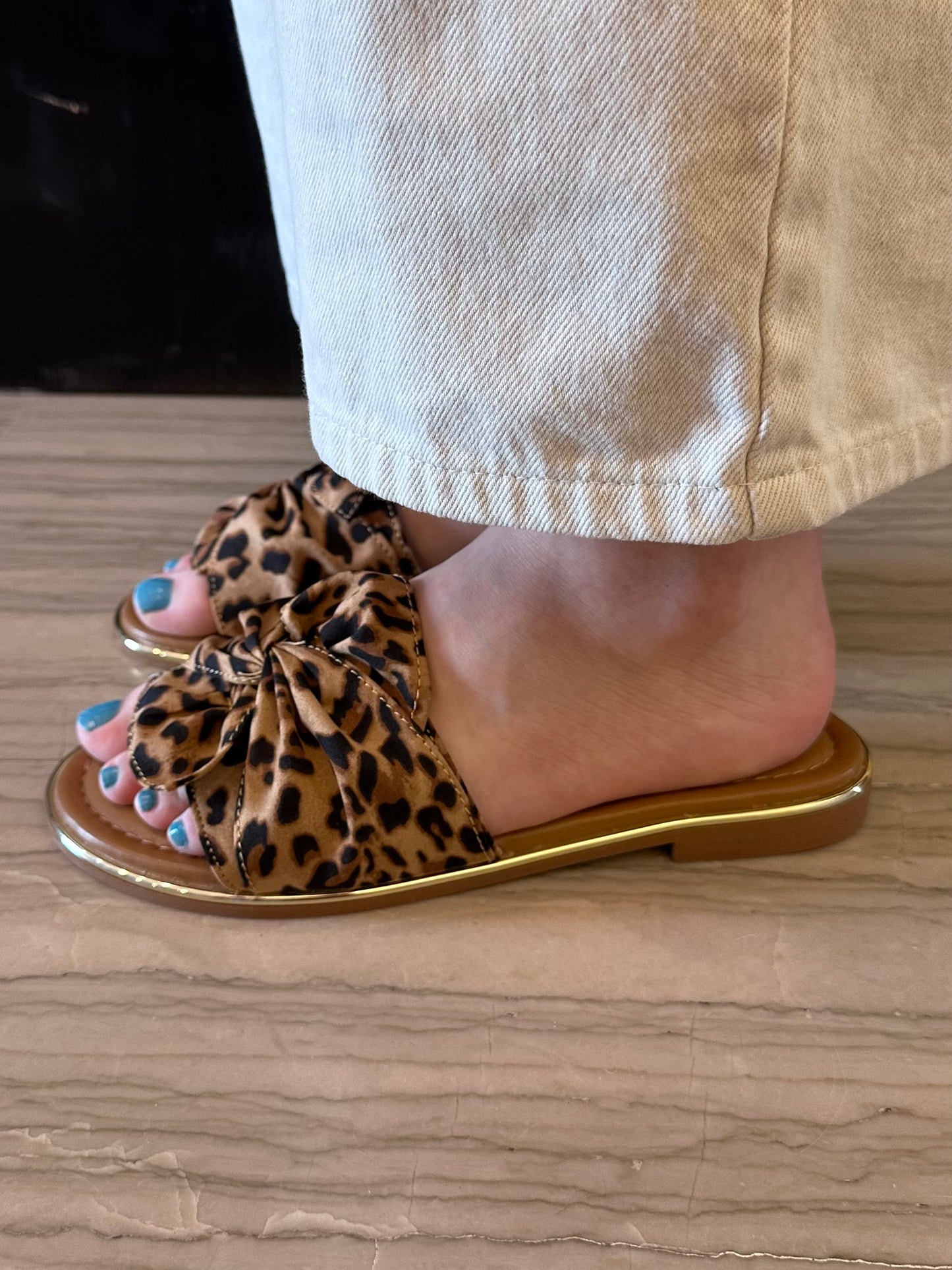 Ciabatta Donna Marina Torres Leopardata con Fiocco