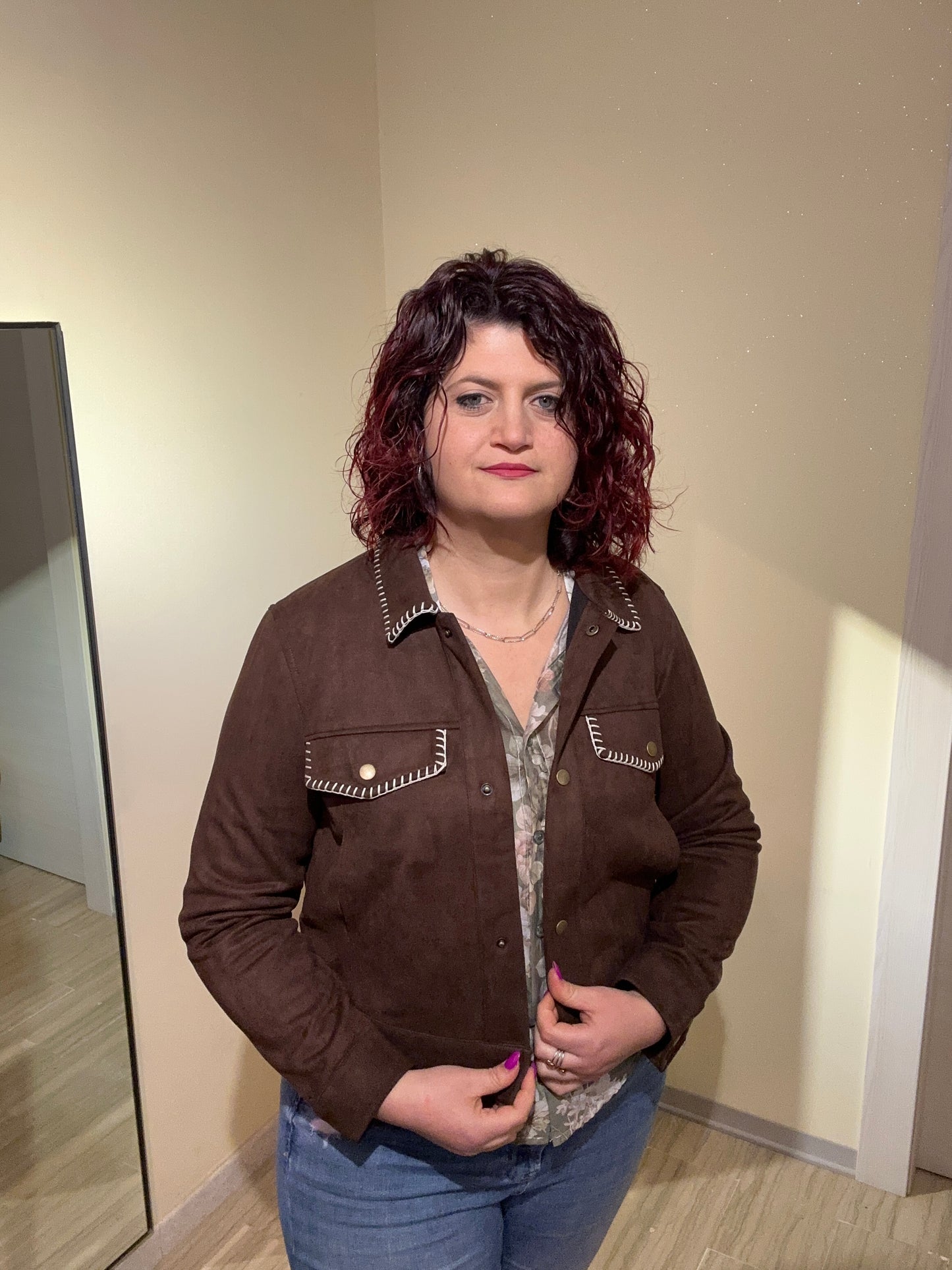 GIUBBINO DONNA MARRONE EFFETTO VELLUTO