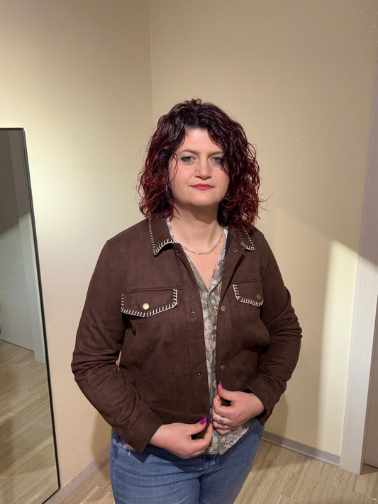 GIUBBINO DONNA MARRONE EFFETTO VELLUTO