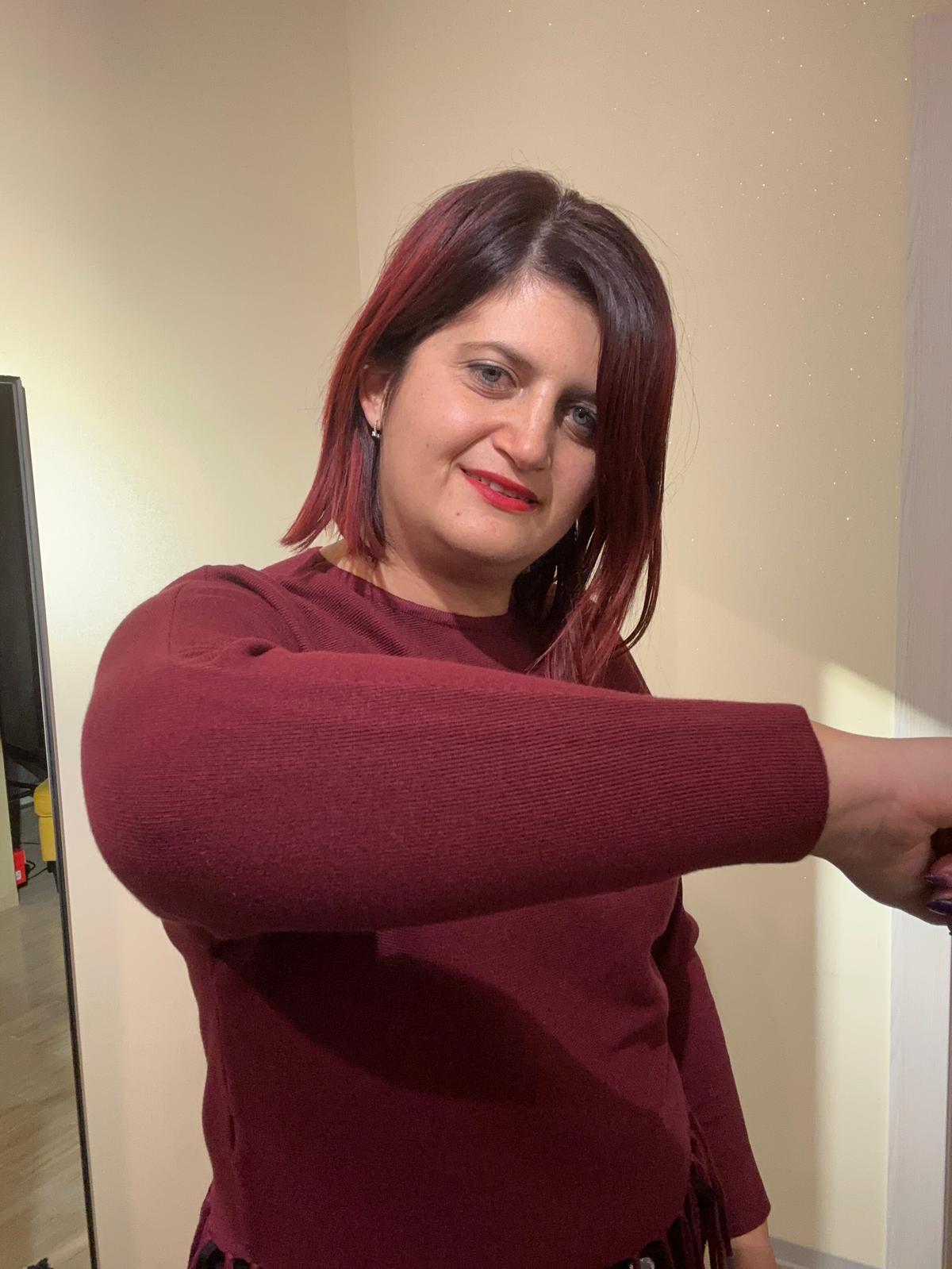 MAGLIA DONNA BORDEAUX CON FRANGE