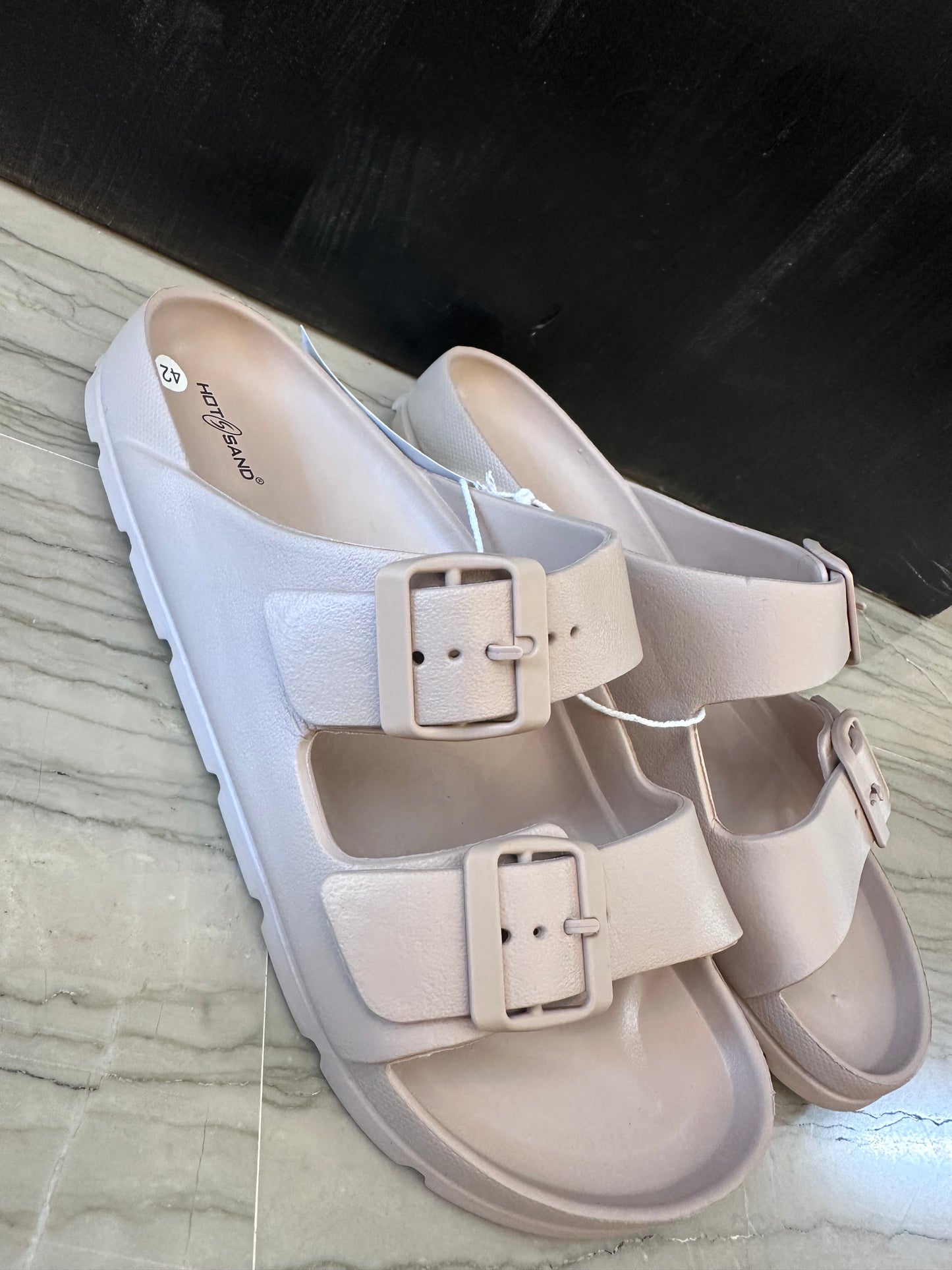 Ciabatta Uomo HOTSAND Beige Doppia Fascia Regolabile in Gomma
