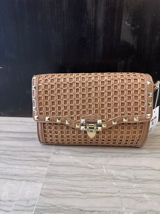 Borsa Xti Tracolla Intrecciata Cuoio con Borchie