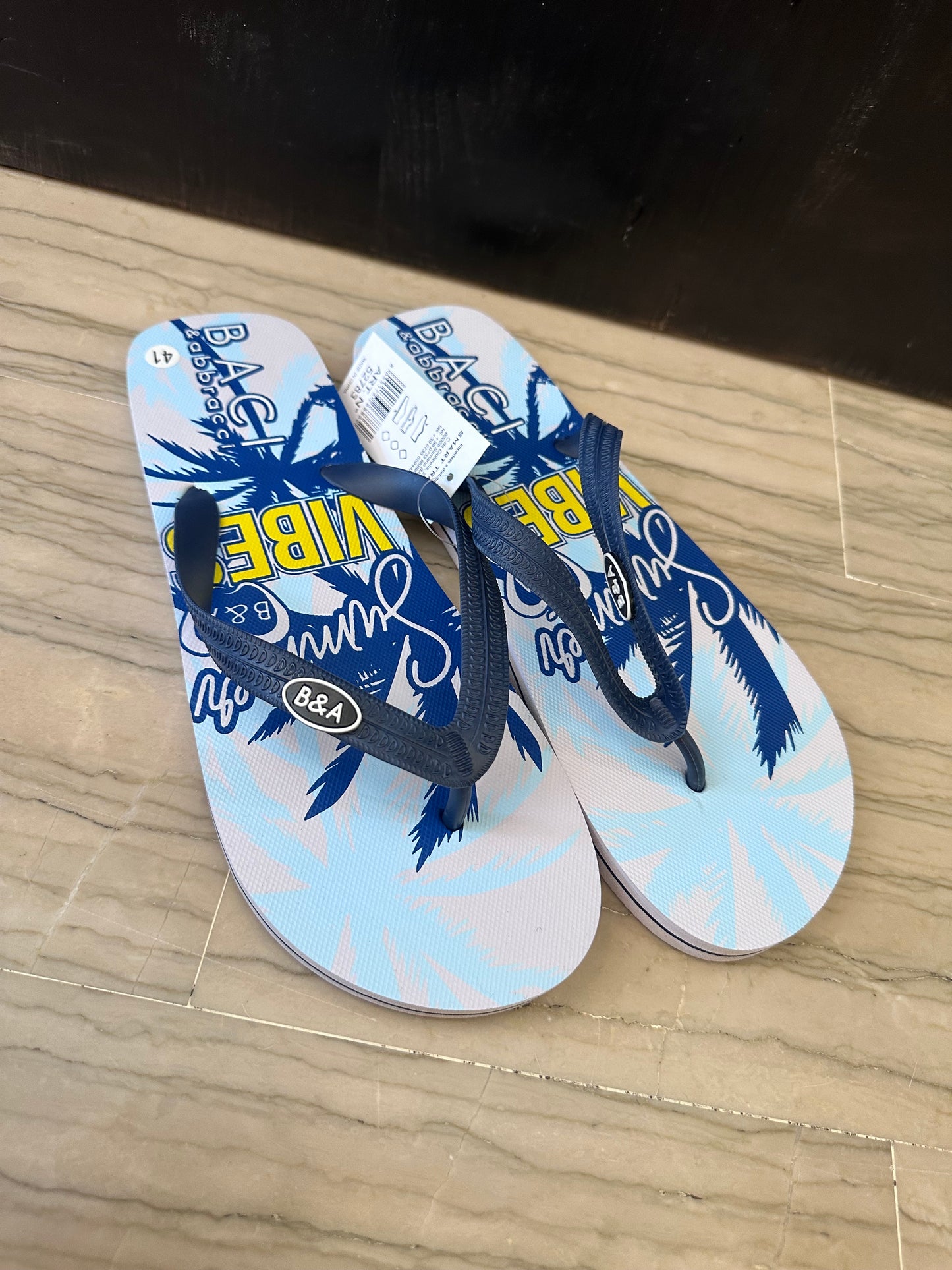 Infradito Uomo Baci & Abbracci con Fascia Blu e Fantasia Tropicale