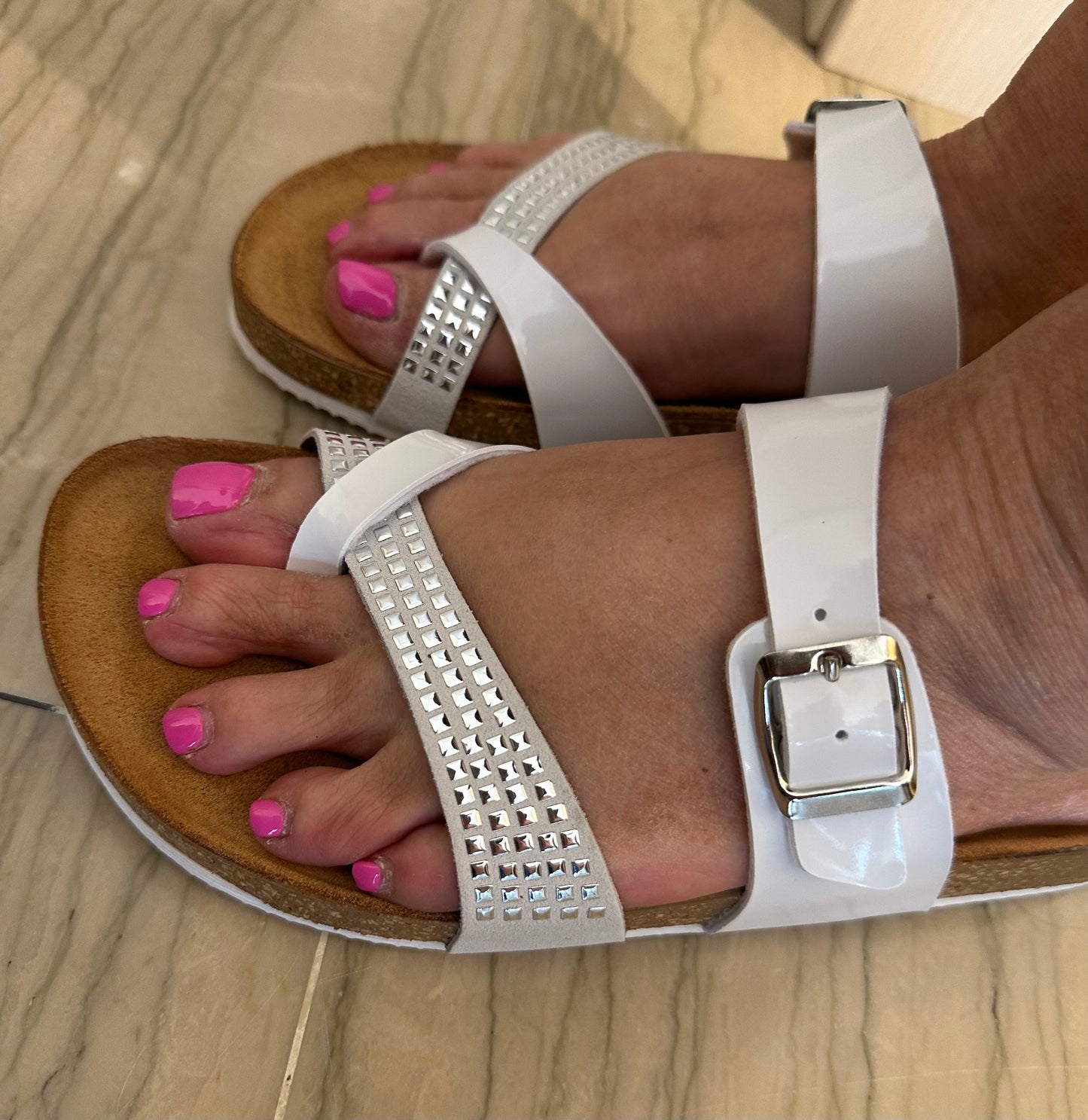 CIABATTA INFRADITO DONNA BIO COLOR’S BIANCO CON STRASS