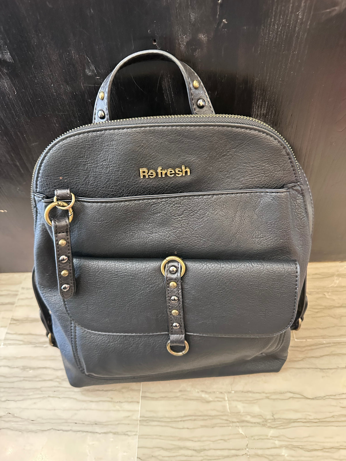 Zaino Refresh donna nero dettagli oro anticato