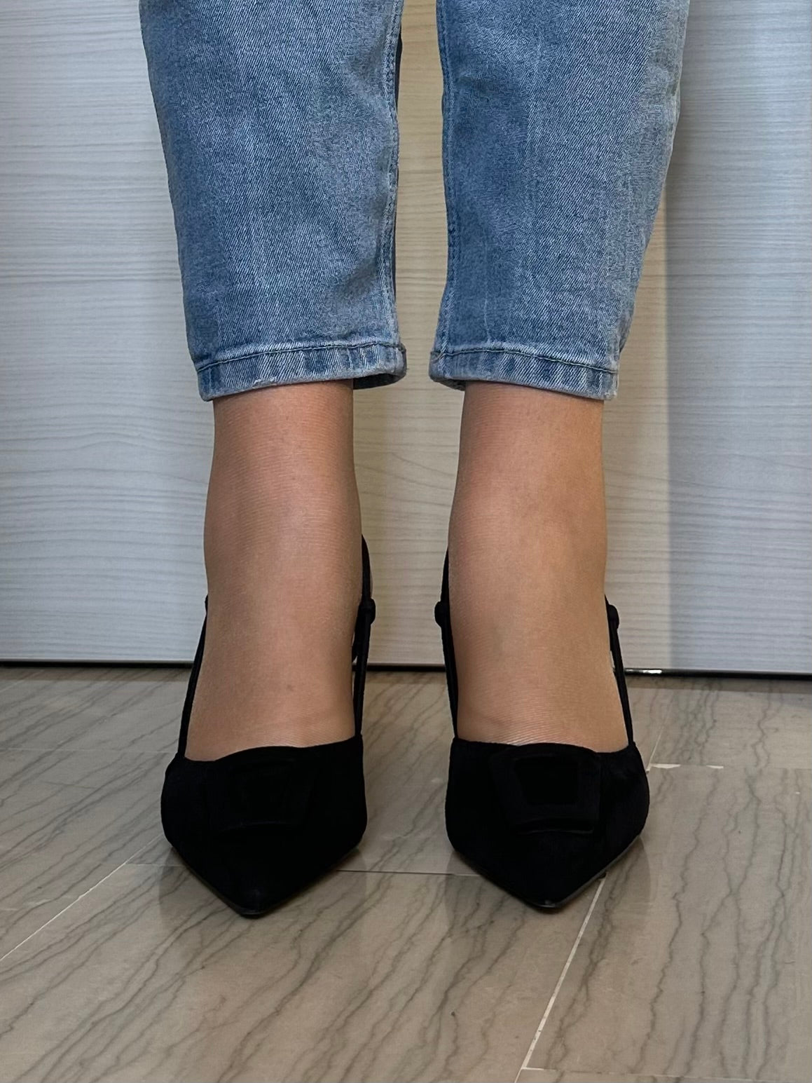 DÉCOLLETÉ AZAREY DONNA SLINGBACK NERA IN PELLE