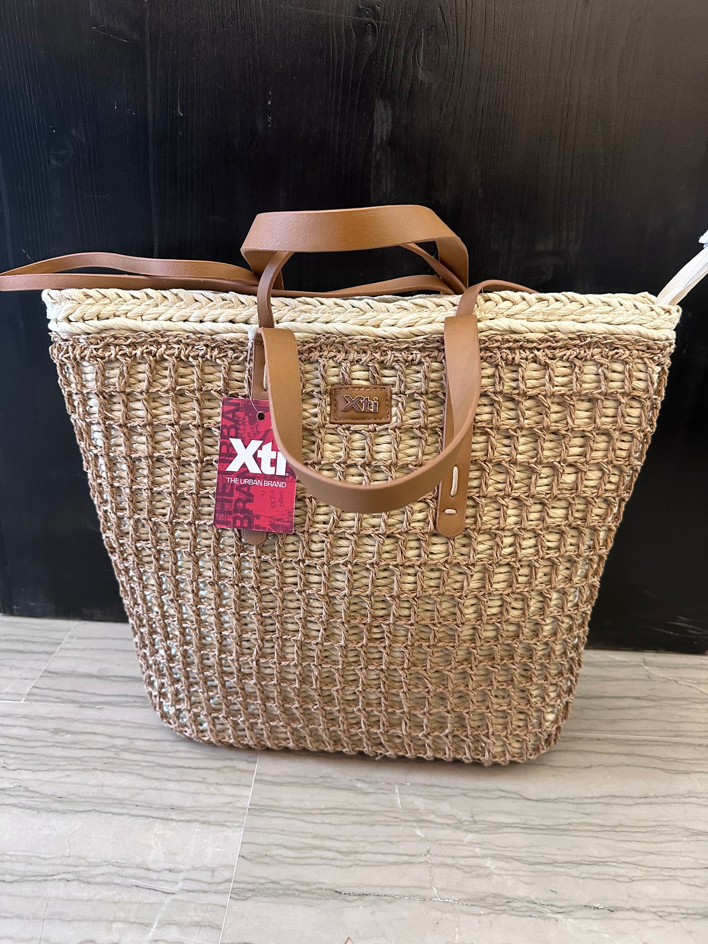 Borsa Xti in Rafia Rigida con Doppio Manico