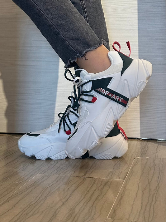 CHUNKY AMY SHOP ART SNEAKER BIANCA VERDONE E ROSSA