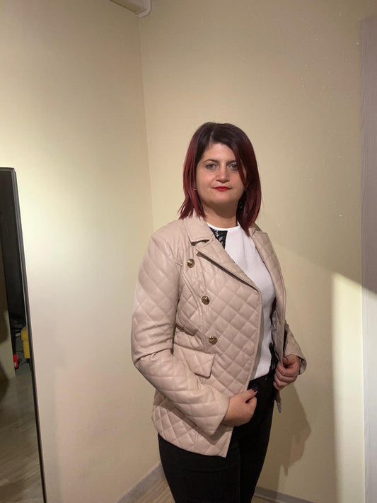 BLAZER DONNA TRAPUNTATO BEIGE DOPPIO PETTO