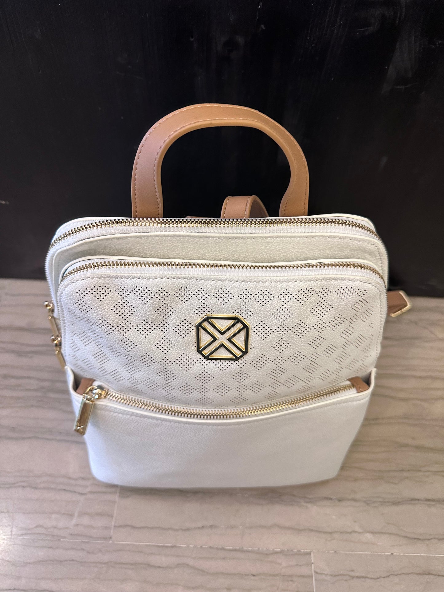 Zainetto Bianco con Dettagli Cuoio – Backpack Elegante 31 cm