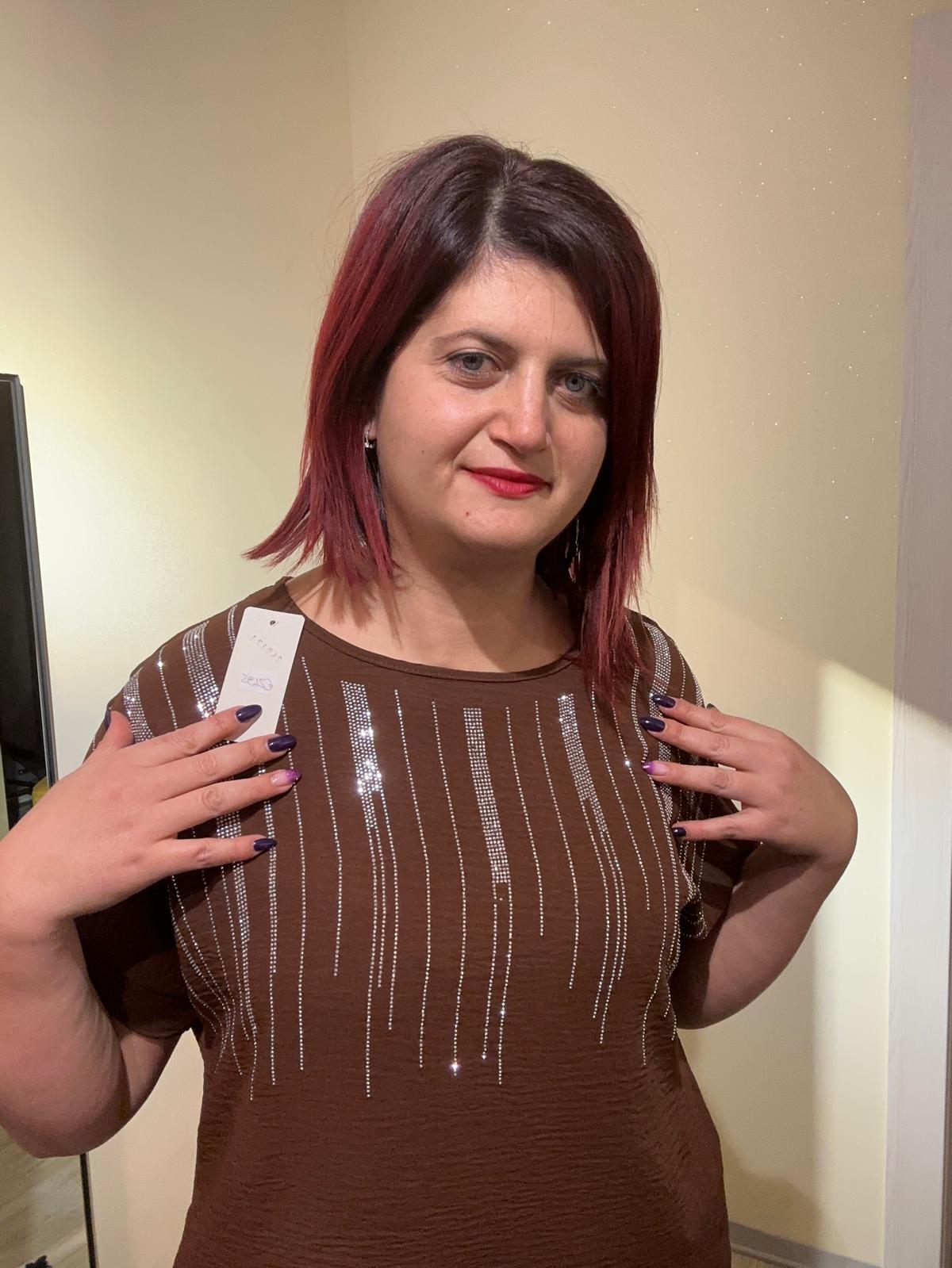 MAXI T-SHIRT DONNA MARRONE CON STRASS