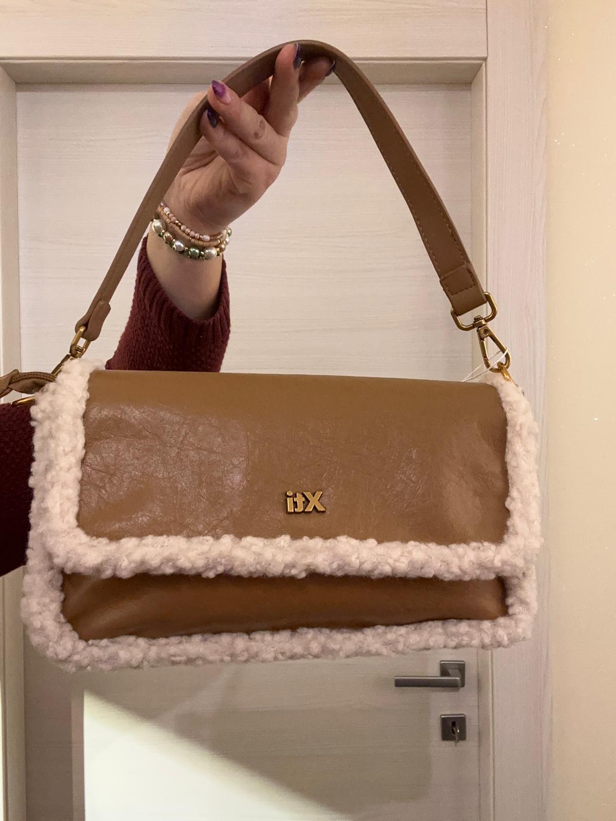 BORSA XTI A SPALLA MIELE CON BORDI ECOPELLICCIA