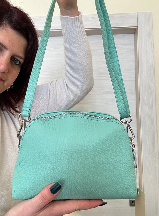 TRACOLLA IN VERA PELLE MADE IN ITALY VERDE ACQUA