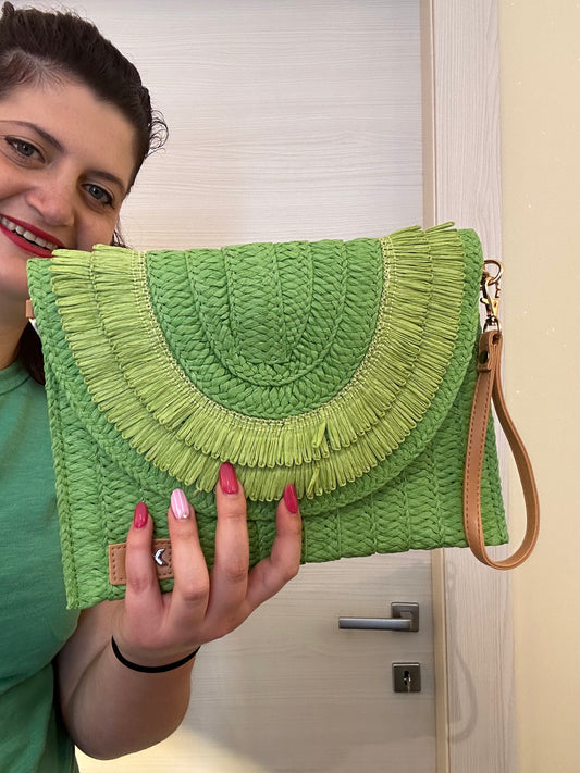 POCHETTE XTI DONNA VERDE IN RAFIA