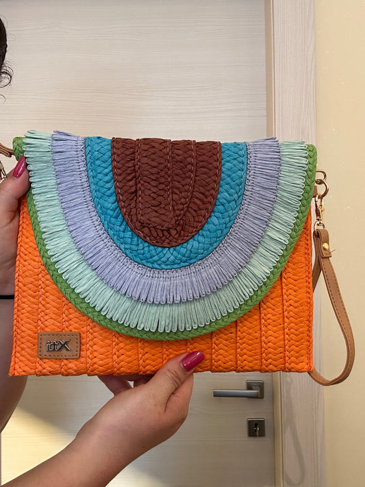 POCHETTE XTI DONNA IN RAFIA MULTICOLOR