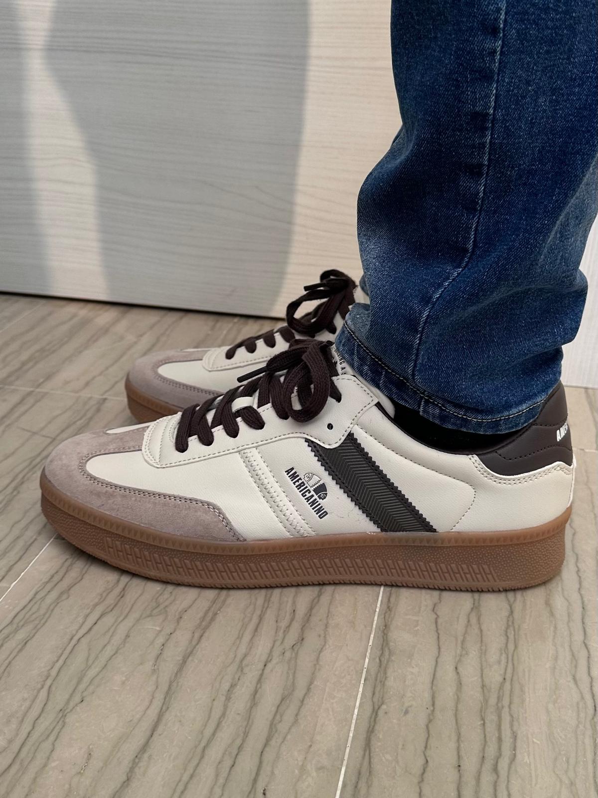 SNEAKER UOMO AMERICANINO BEIGE TORTORA E MARRONE