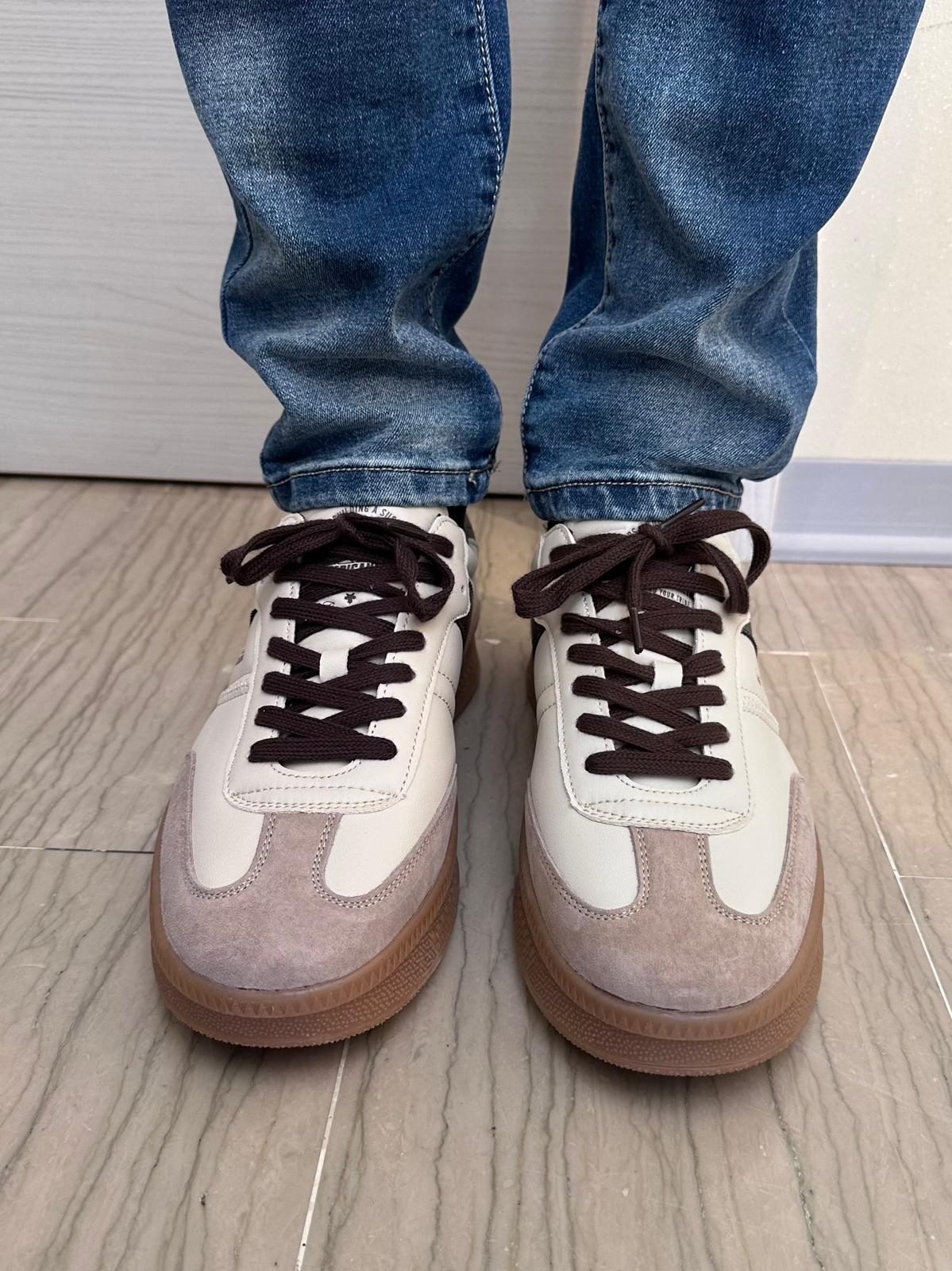 SNEAKER UOMO AMERICANINO BEIGE TORTORA E MARRONE