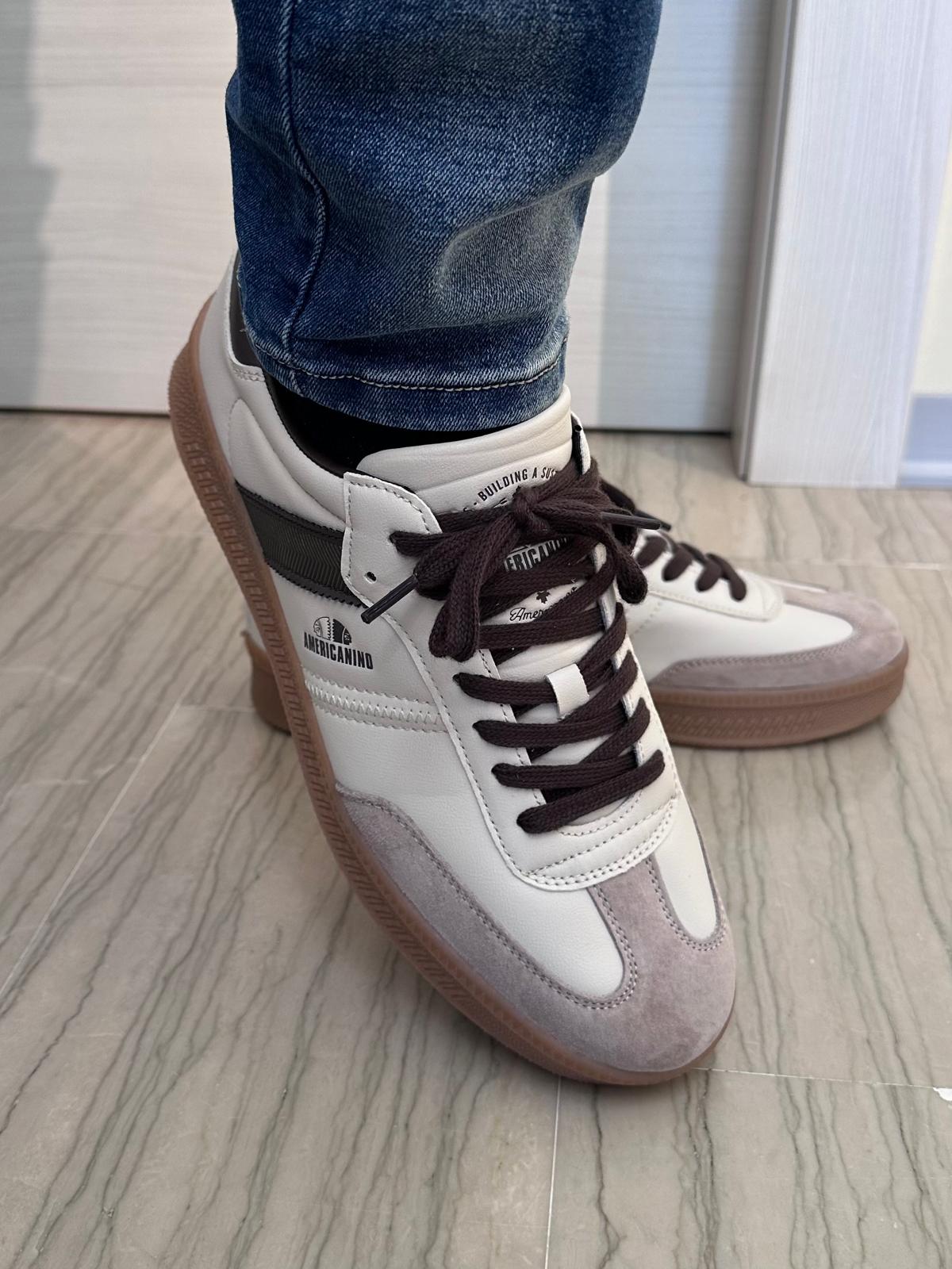 SNEAKER UOMO AMERICANINO BEIGE TORTORA E MARRONE