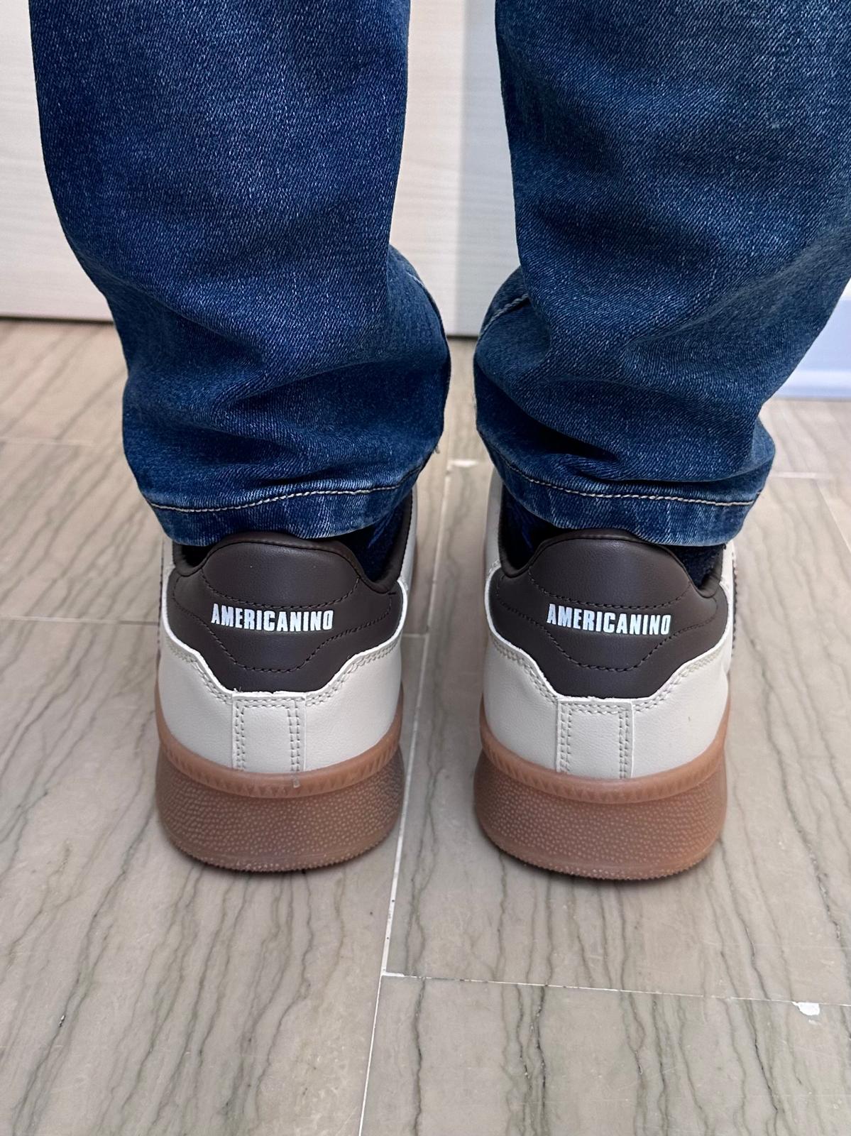 SNEAKER UOMO AMERICANINO BEIGE TORTORA E MARRONE