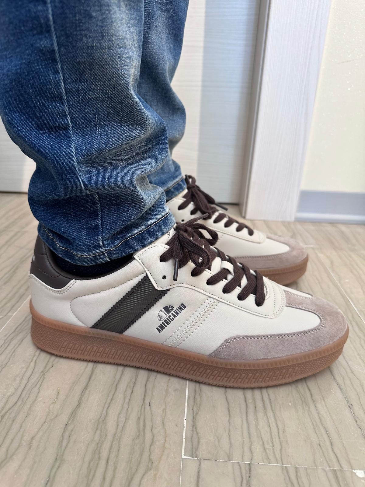 SNEAKER UOMO AMERICANINO BEIGE TORTORA E MARRONE