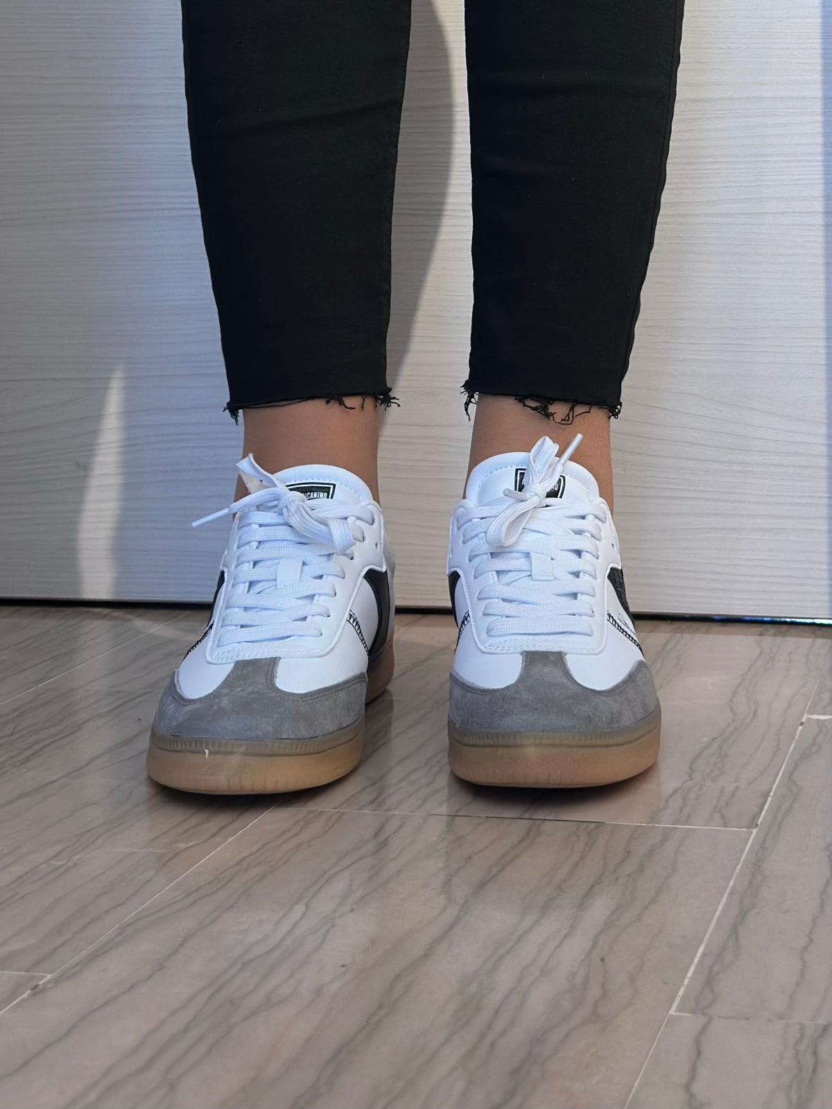 SNEAKER DONNA AMERICANINO BIANCA GRIGIA E NERA