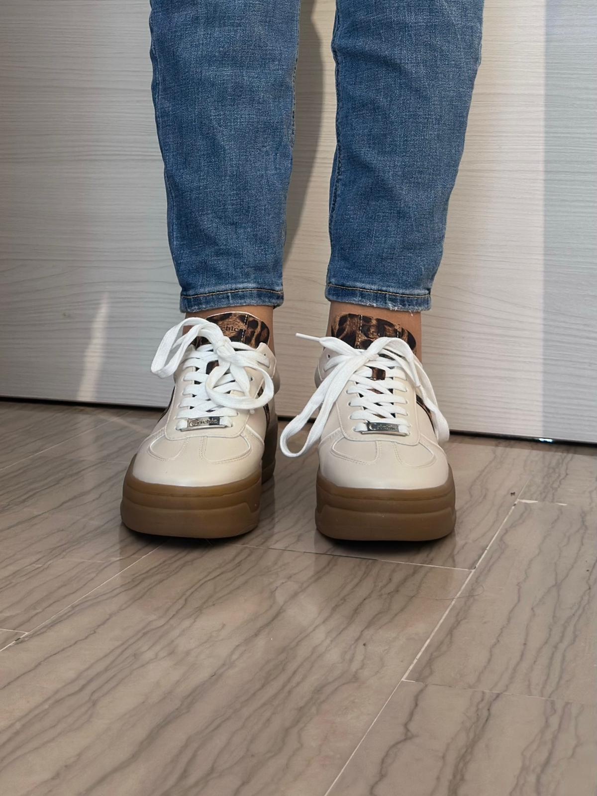 SNEAKER DONNA CRICHIC BEIGE CON DETTAGLI LEOPARDATI