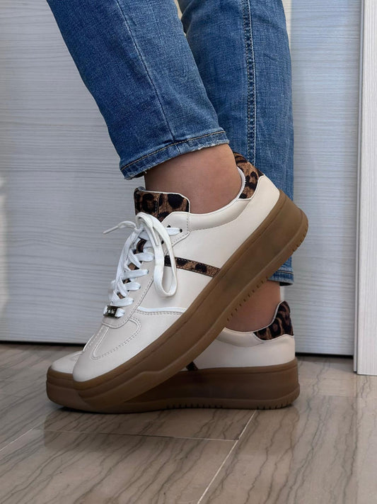 SNEAKER DONNA CRICHIC BEIGE CON DETTAGLI LEOPARDATI