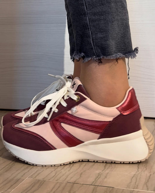 SNEAKER XTI DONNA BICOLOR BORDEAUX E ROSA