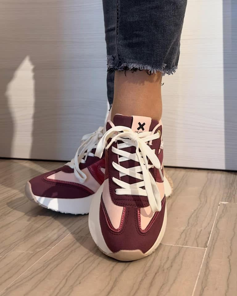 SNEAKER XTI DONNA BICOLOR BORDEAUX E ROSA
