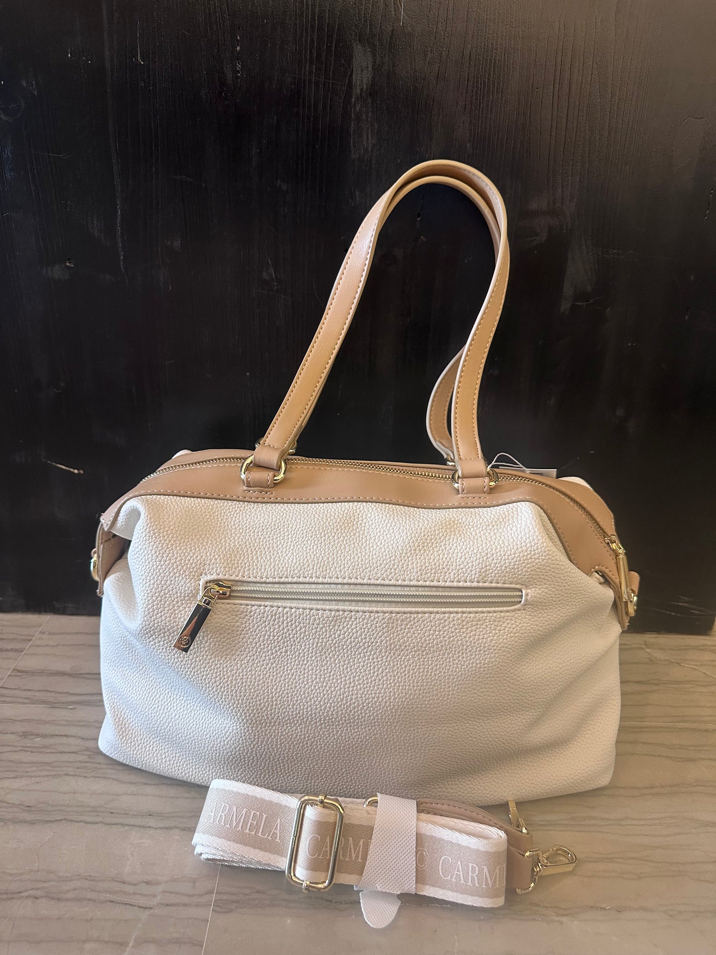 Borsa Bauletto Carmela in Vera Pelle Beige – Borsa Donna Elegante e Capiente